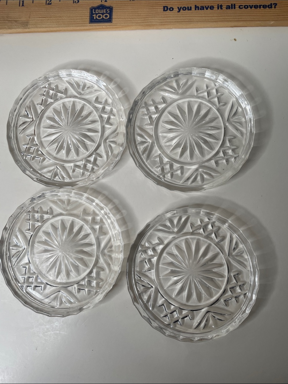 Glass or crystal cut coasters, set of 4